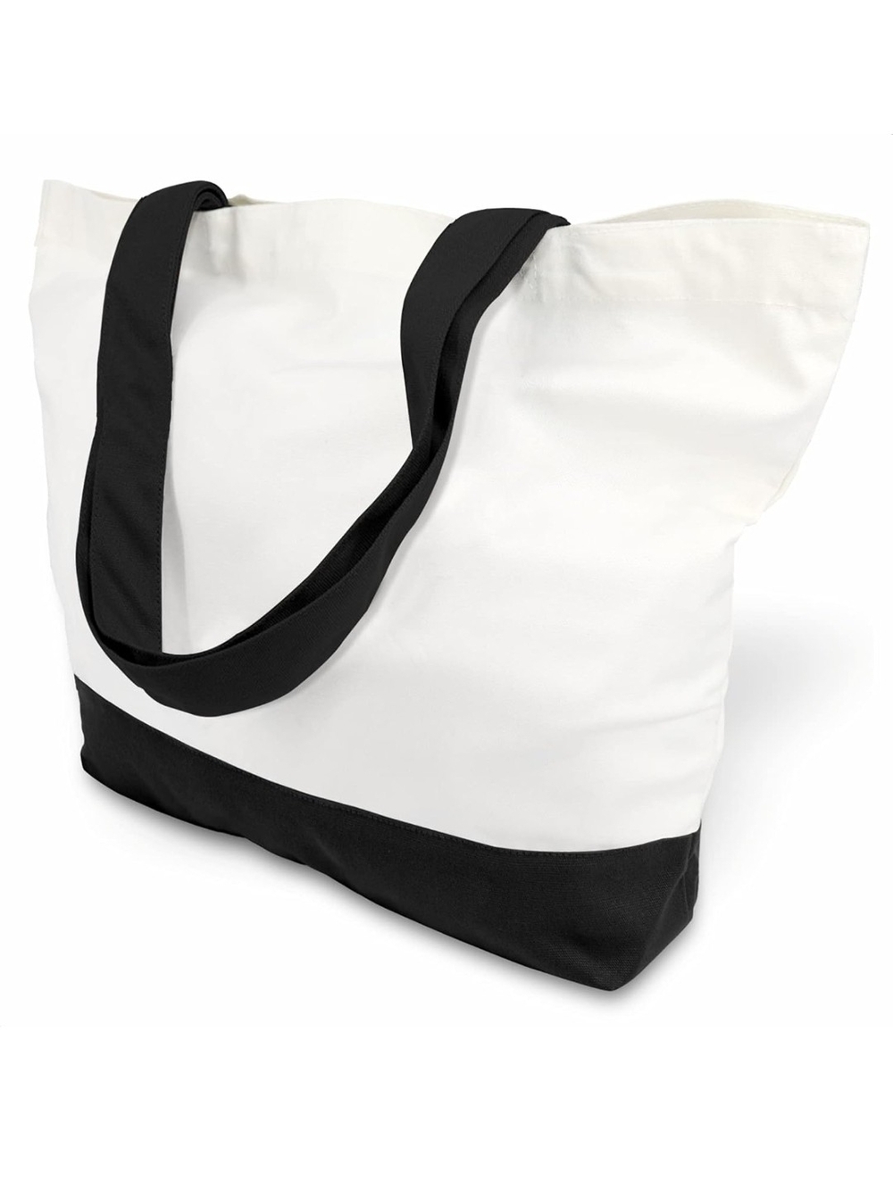 Canvas Two-Tone Tote Bag - White & Black